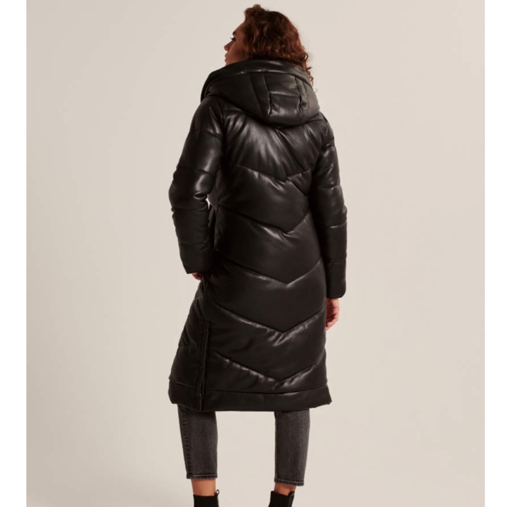 NWT Abercrombie Vegan Leather Ultra Long Puffer - Picture 5 of 12